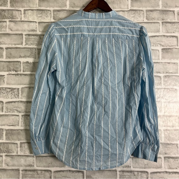Untuckit Jocelyn Light Blue Embroidered Stripes Career Button Professional Top 6 - Picture 5 of 9